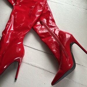 Super sexy red thigh-high boots